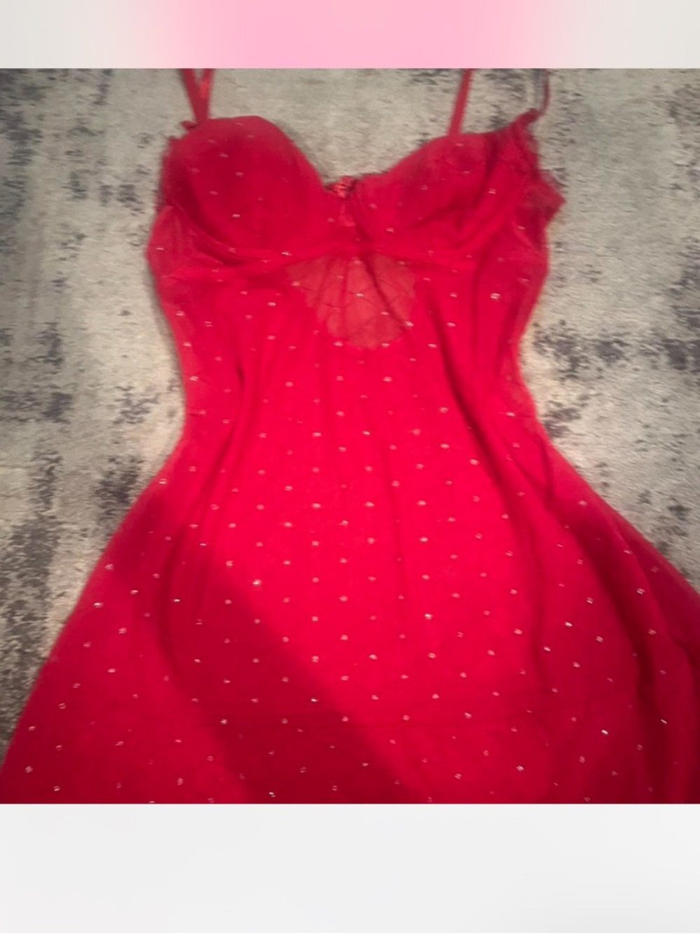 Rampage Red Polka Dot Sheer Bust Slip Chemise